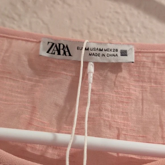 Zara Pink Textured Women's Top , Blouse, Size Medium,New With Tags - Picture 2 of 6